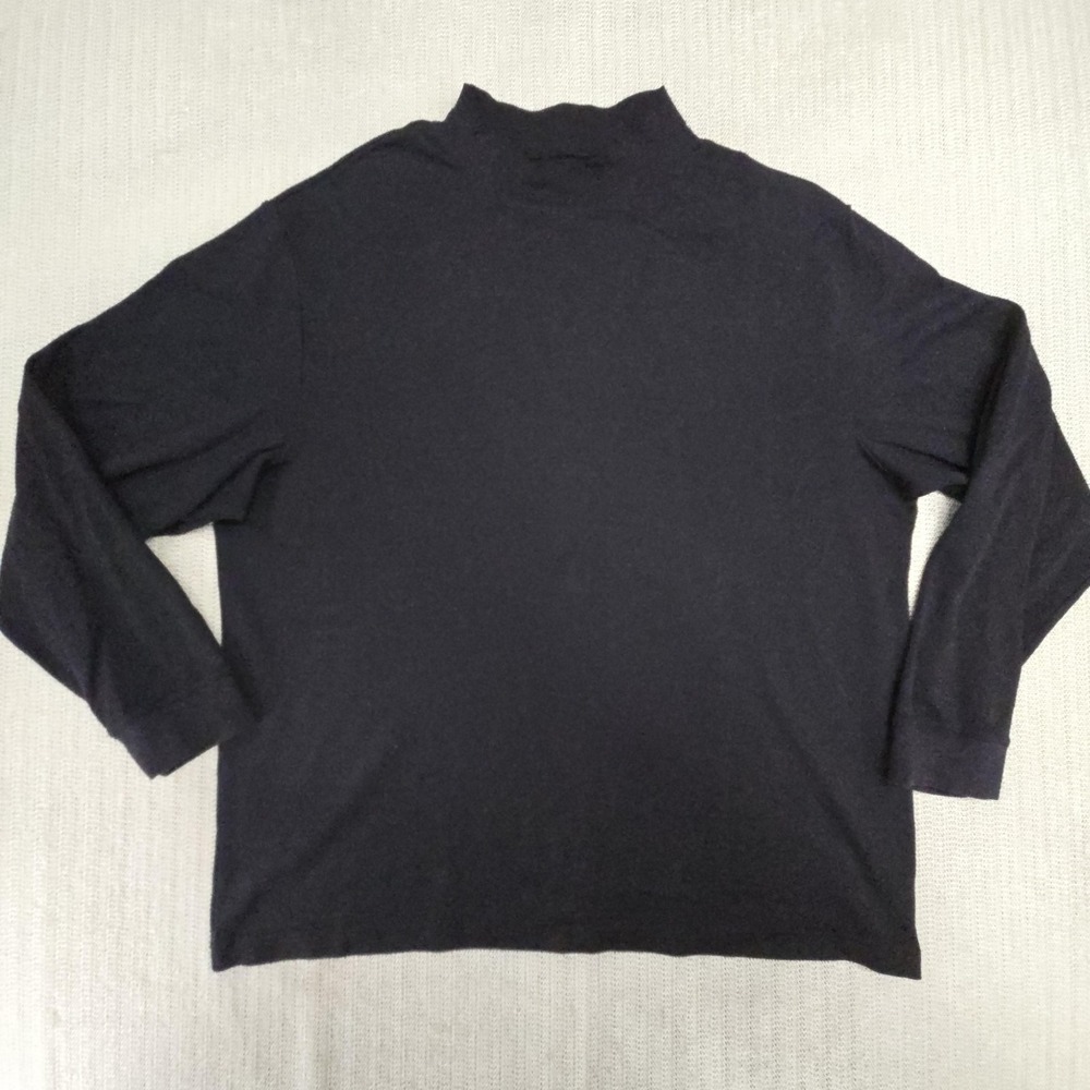 Roundtree & Yorke Shirt Mens XL Black Mock Neck Long Sleeve Tagless Tee Cotton